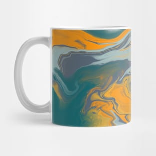 Shades of Moody Orange Green and Blue Aesthetic Marble Pattern Mug